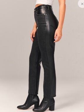 Abercrombie & Fitch Black  Mixed-Media High-Rise Pants